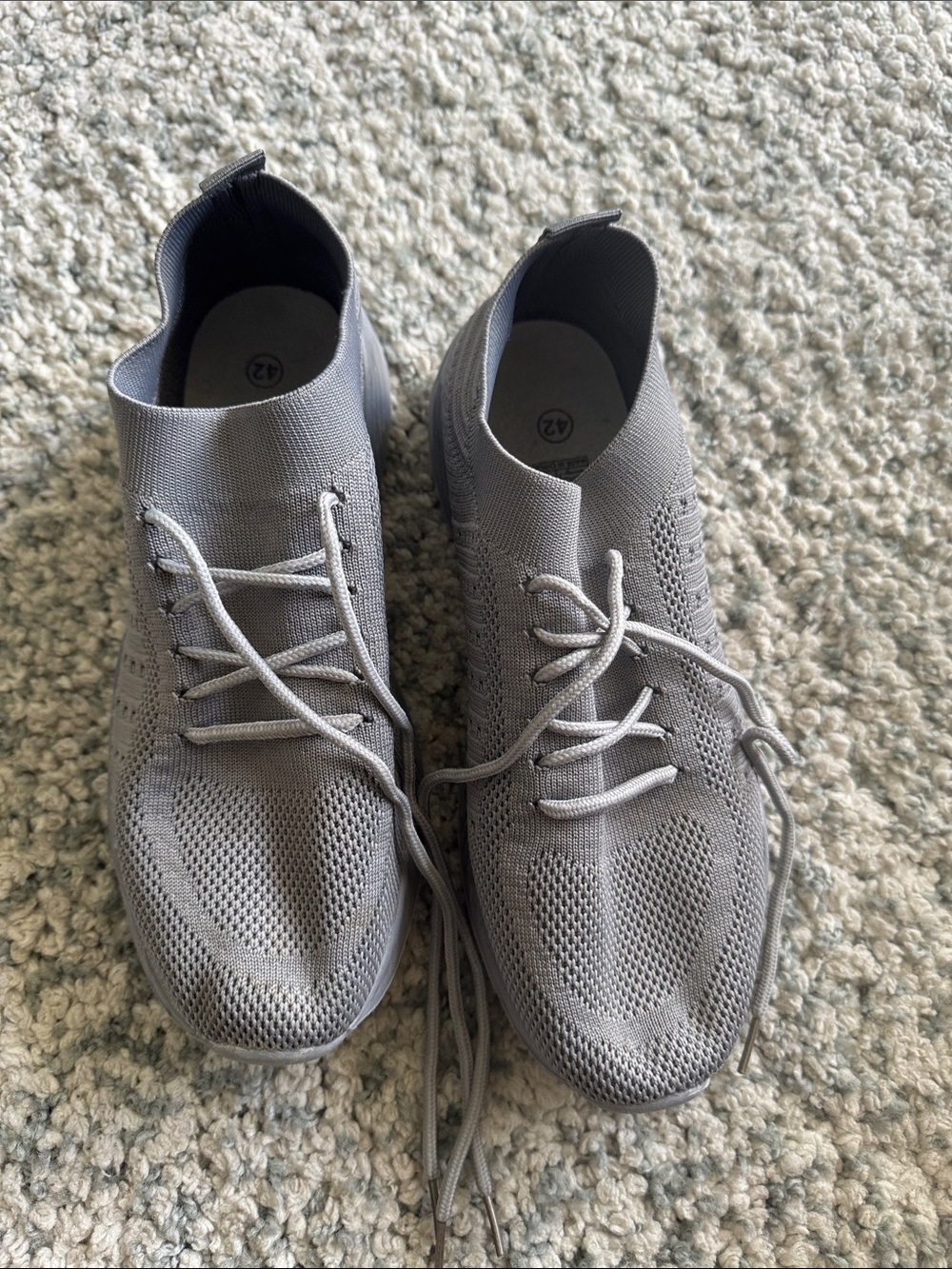 Men's Knit Lace-Up Athletic Shoes - Grey